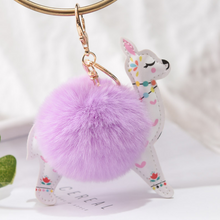 Lade das Bild in den Galerie-Viewer, PU alpaca ball keychain
